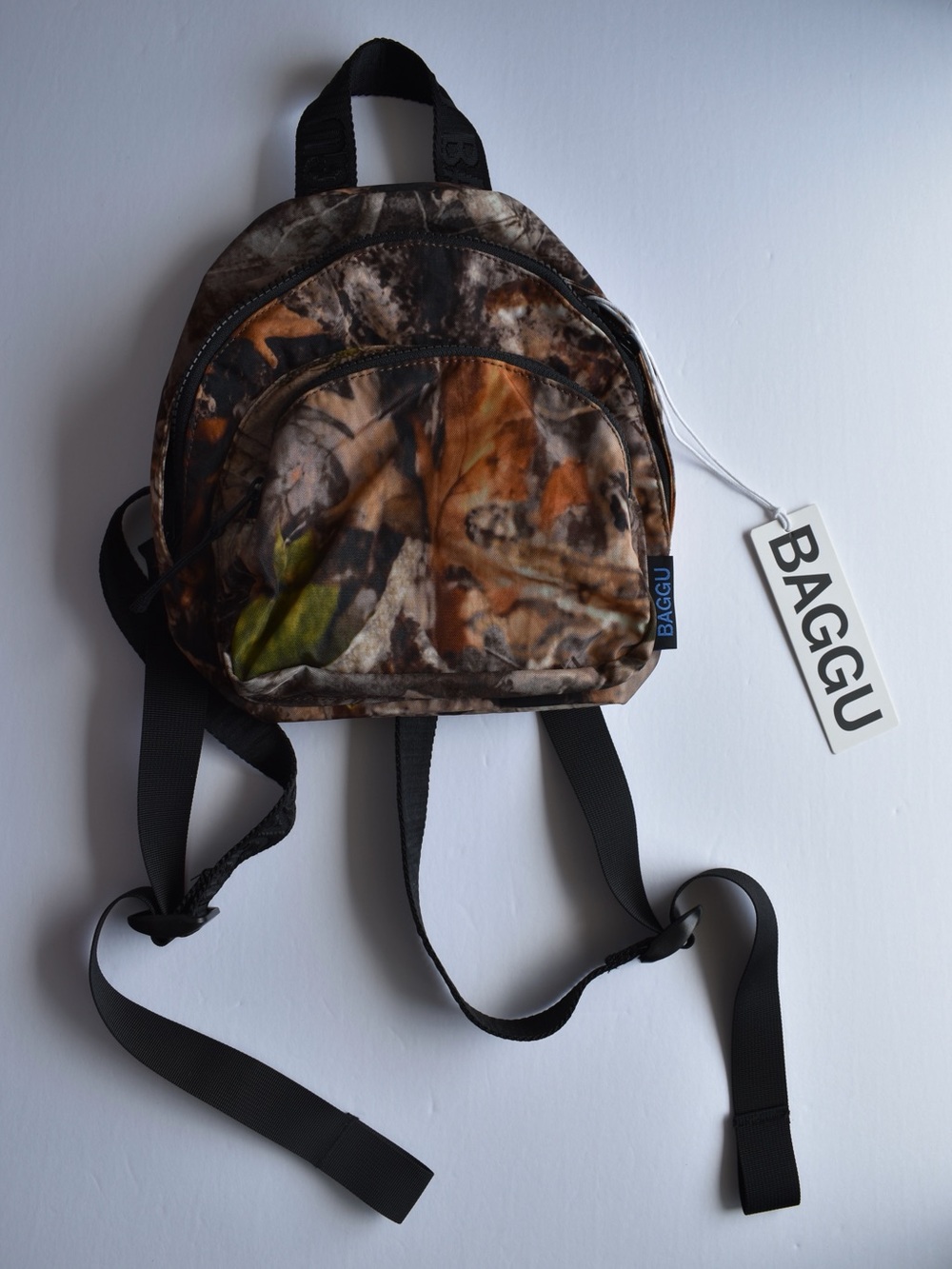 NWT BAGGU Mini Nylon Backpack Photo Forest